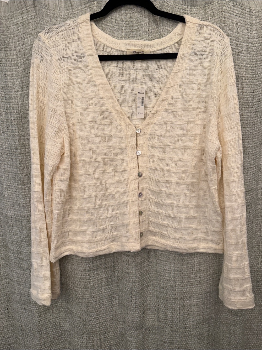 Madewell Cream Button-Front Knit Top